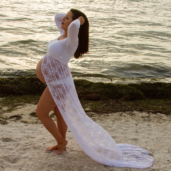 white maternity beach dress